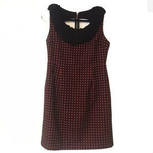 Esley Sleeveless Black/Red Back Zip Checked Dress Textured Neckline SZ L NEW